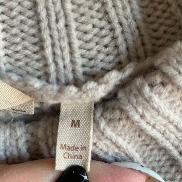 Soft Surroundings Willoughby Flare Wide Sleeve Cable Knit Mock Neck Sweater Sz M - Picture 6 of 8